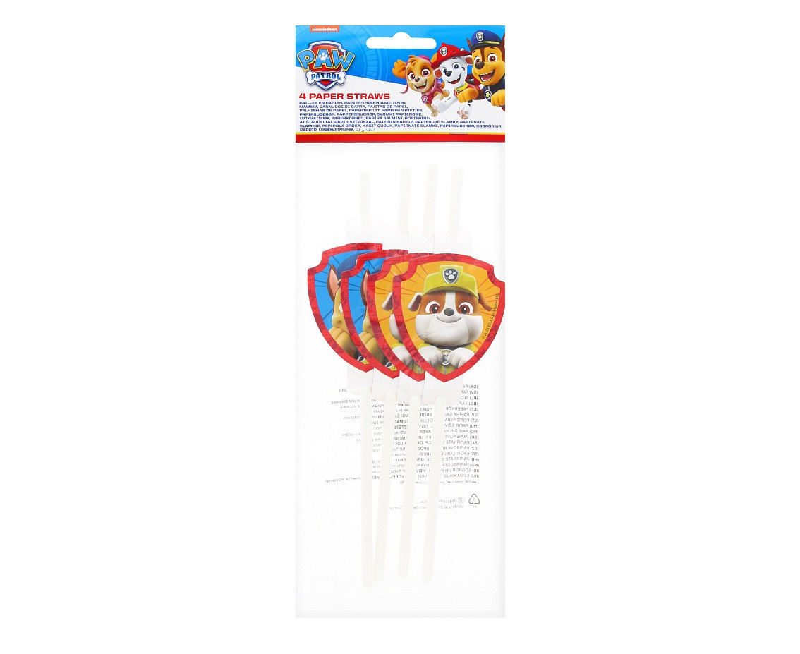 Paper straw with medalion Paw Patrol Rescue Heroes, 4 pcs.
