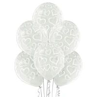 Balloons Belbal 12", D11, hearts crystal, 6 pcs