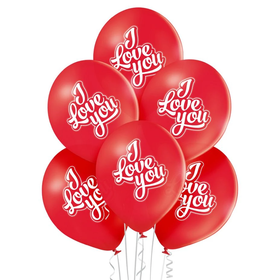 Balloons Belbal 12", D11, "I love you" 101-red, 6pcs