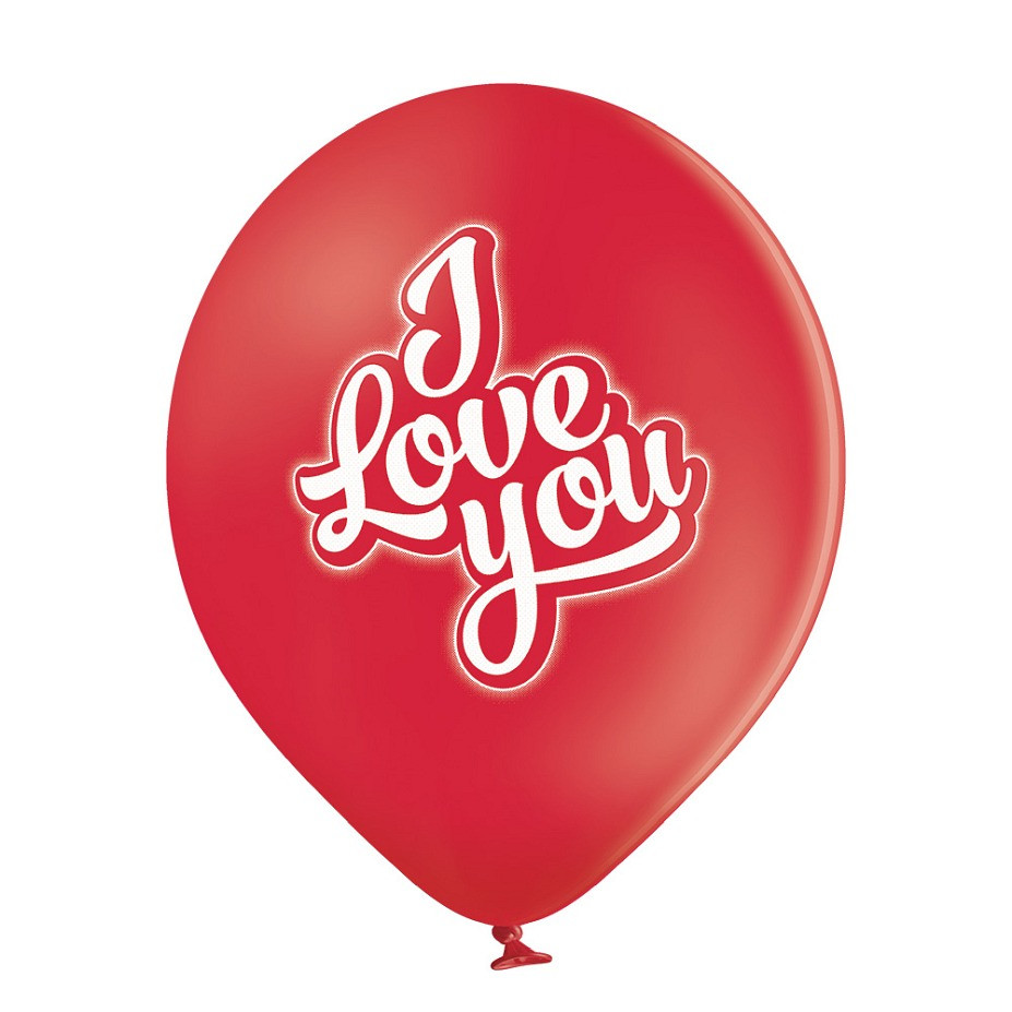 Balloons Belbal 12", D11, "I love you" 101-red, 6pcs