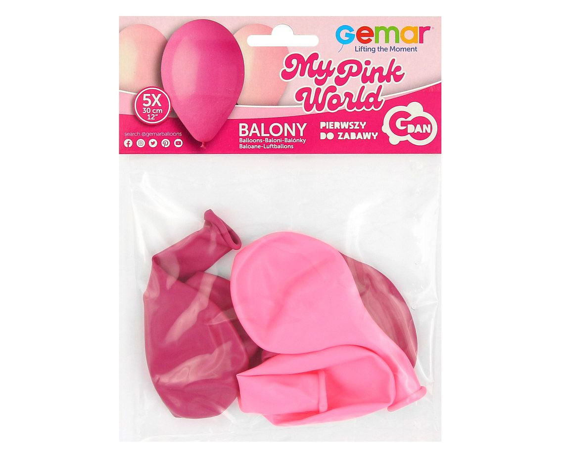 Balloons Gemar 12", balloons my pink world- pink, 5pcs
