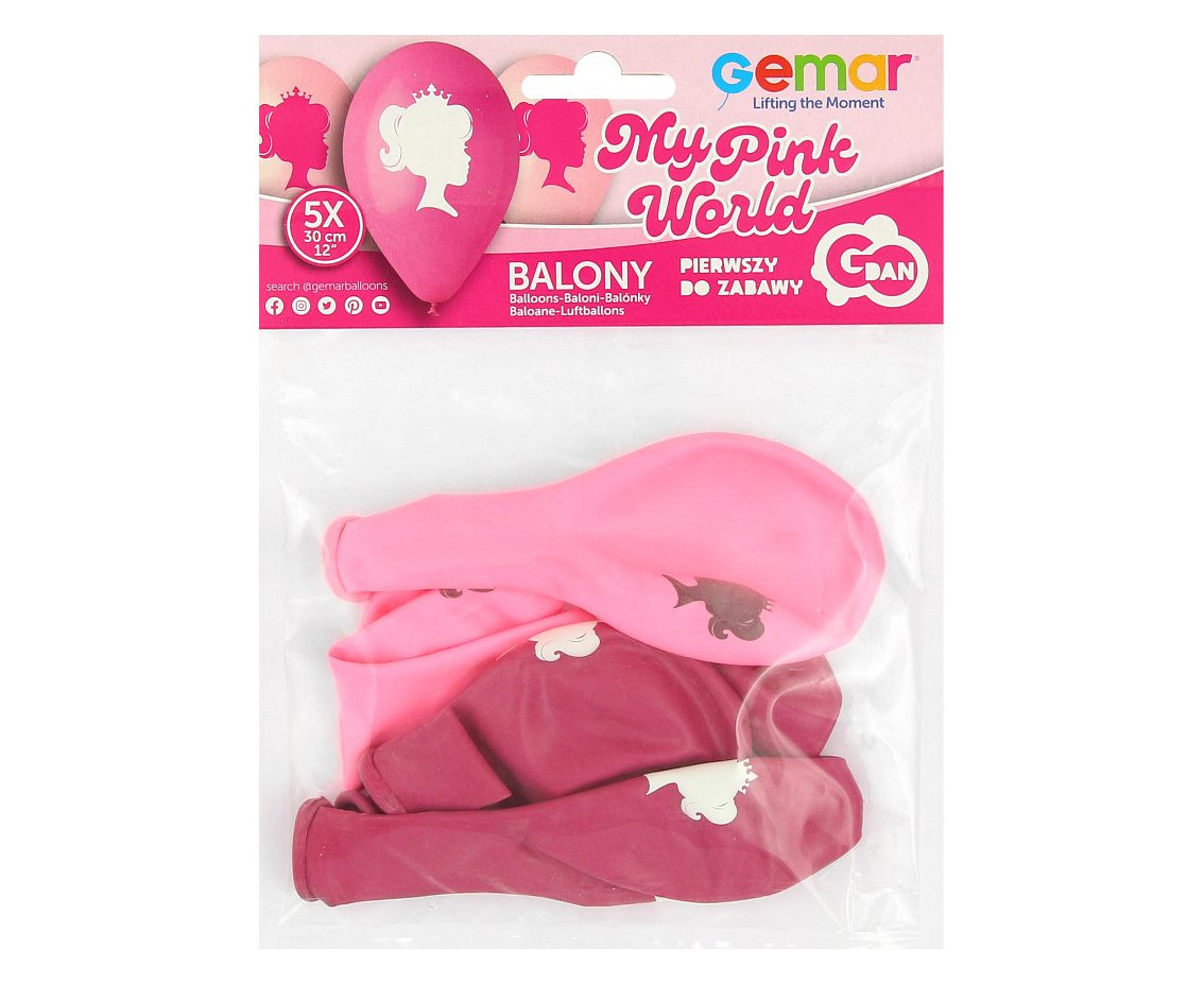 Balloons Gemar 12", premium my pink world crown, 5pcs