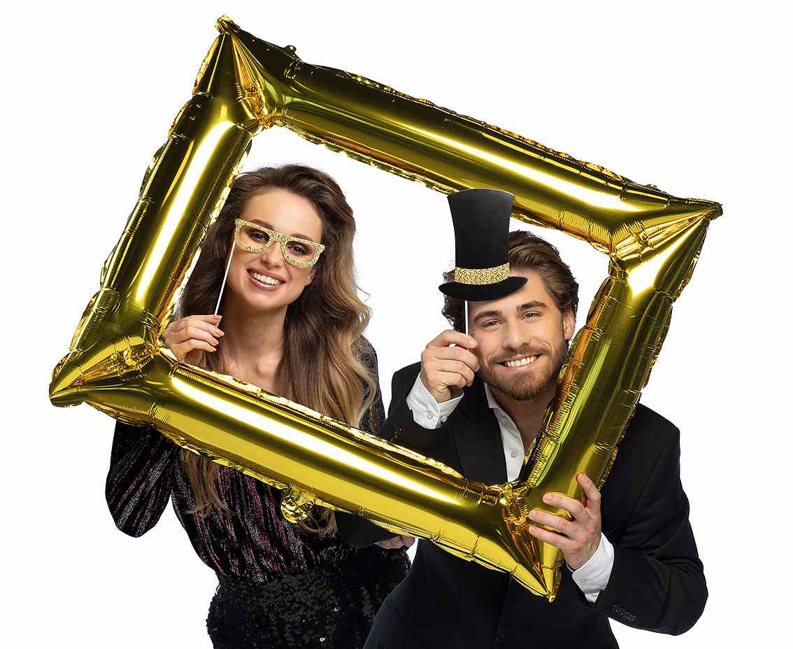 Set 12 Photo props with foil balloon photo frame