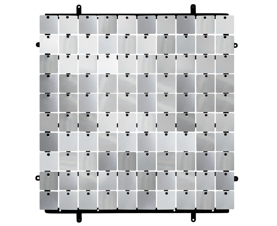 Decorative silver panel type B, black background, 30x30 cm / 100 squares