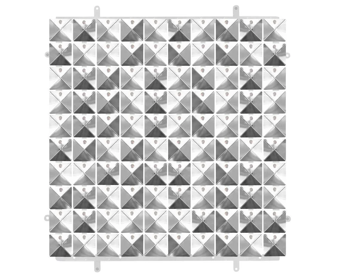 Decorative silver panel 3D, transparent background, 30x30 cm / 100 squares