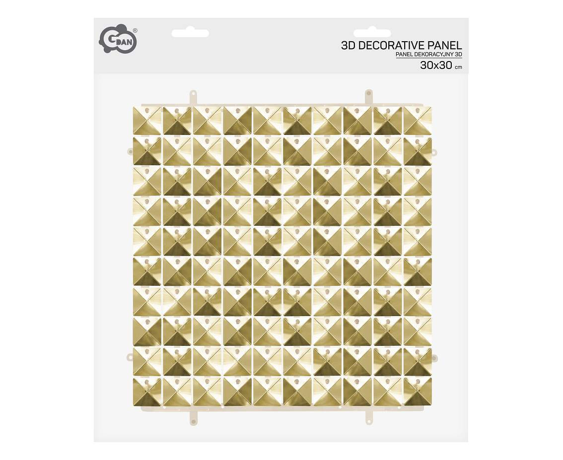 Decorative light gold panel 3D, transparent background, 30x30 cm / 100 squares