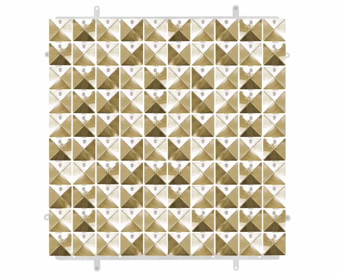 Decorative light gold panel 3D, transparent background, 30x30 cm / 100 squares