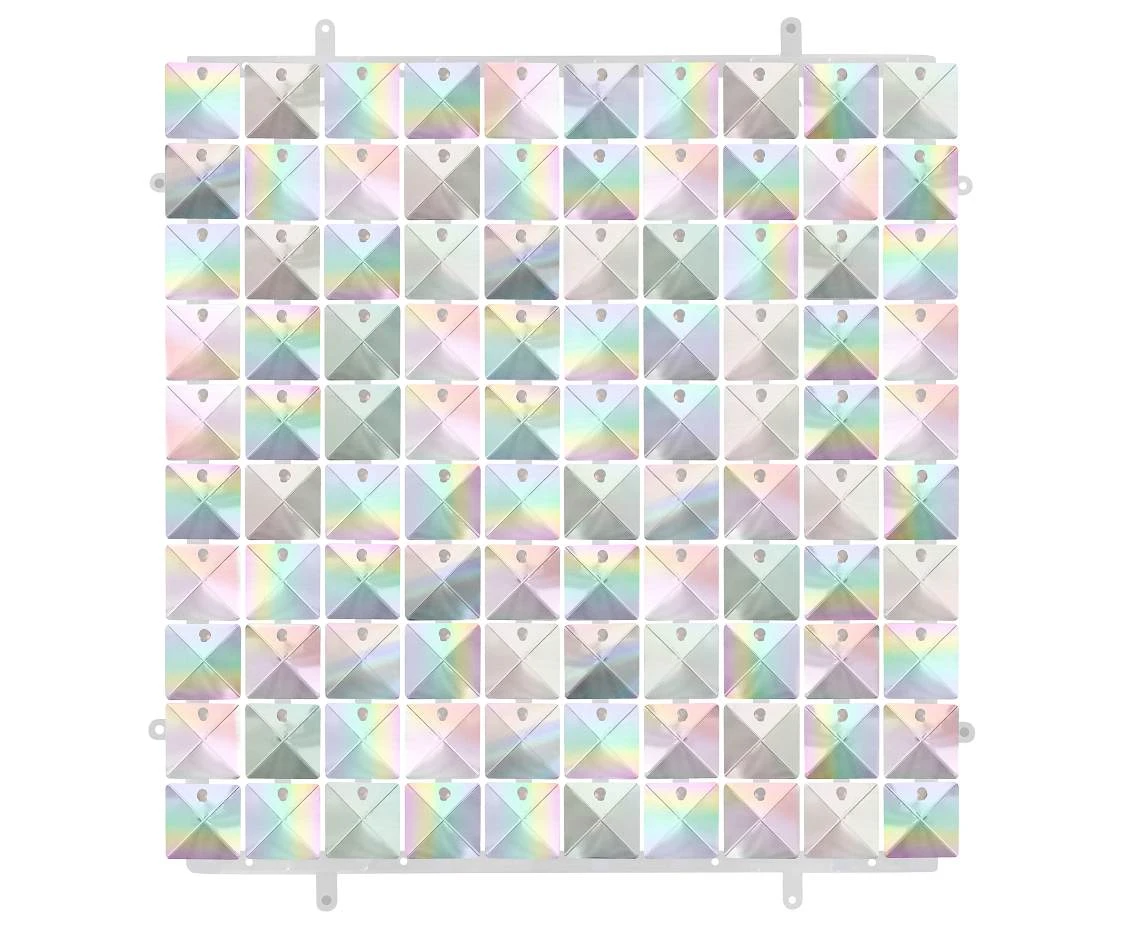 Decorative iridescent panel 3D, transparent background, 30x30 cm / 100 squares