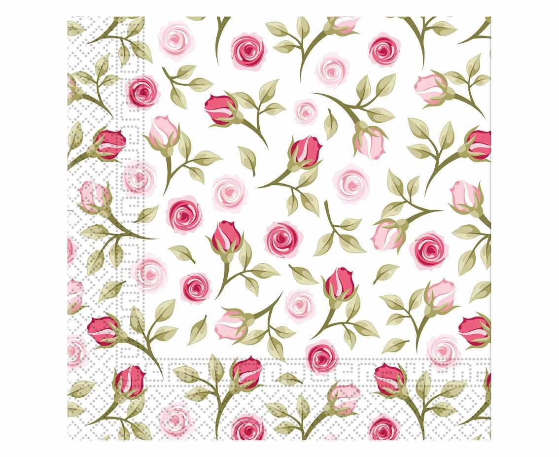 Paper napkins Romantic Roses, 33x33 cm, 20pcs EOL