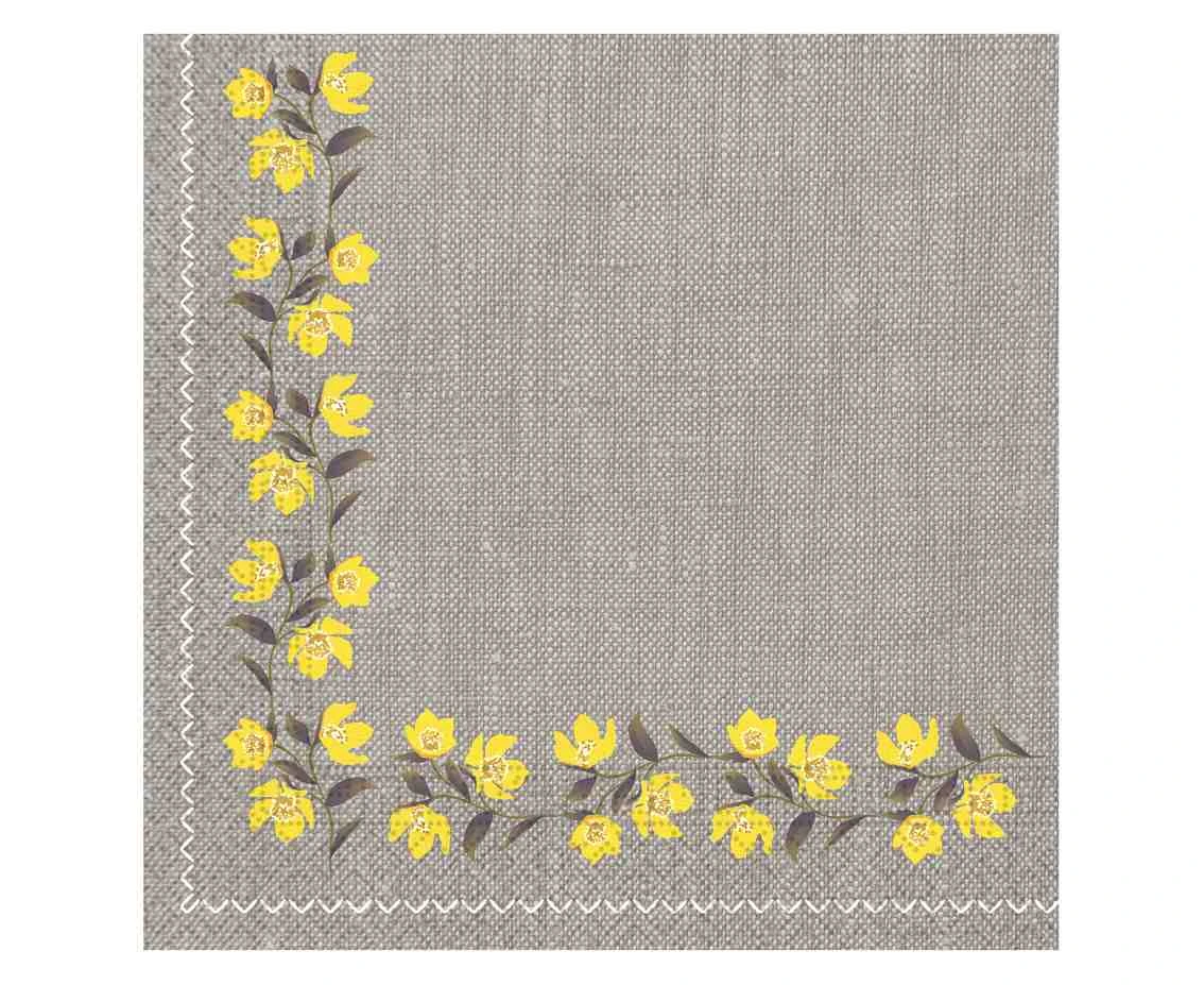 Paper napkins Texture Yellow Flowers Decorata, rozm. 33x33 cm, 20 pcs