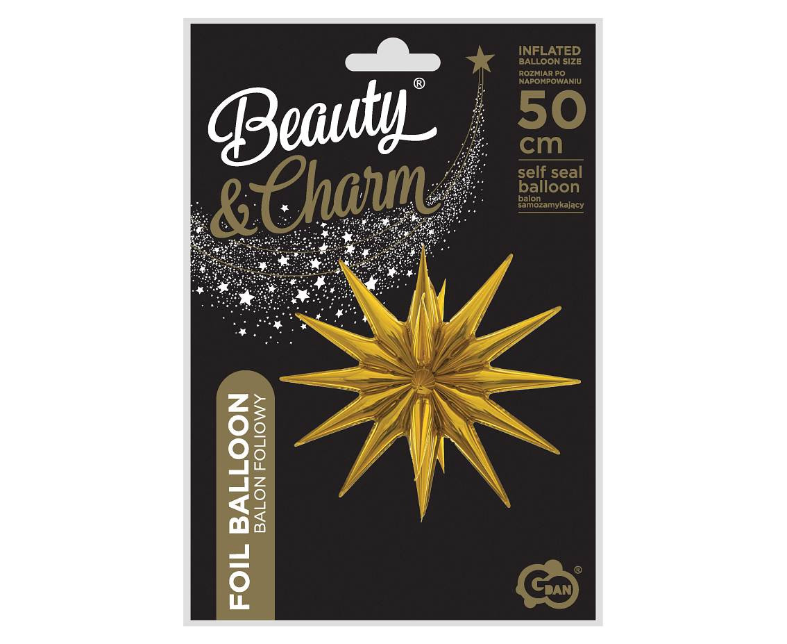 Foil balloon Star 3D gold, 50 x 46 cm
