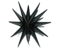 Foil balloon Star 3D black mat, 50 x 46 cm