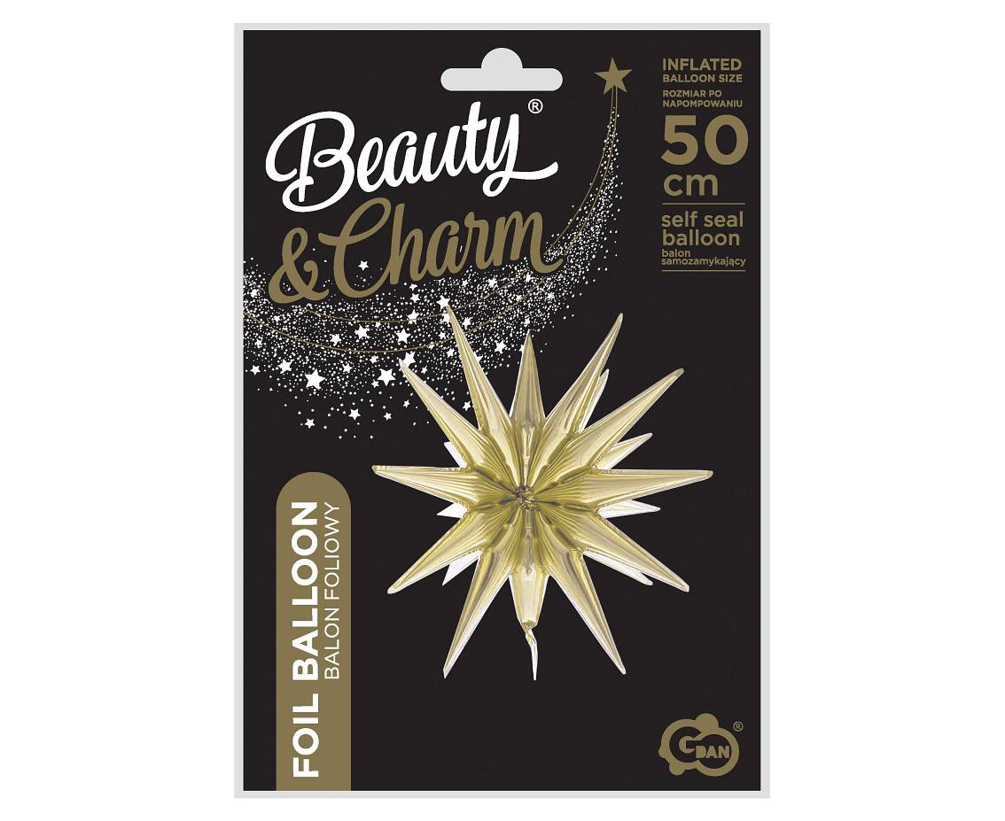 Foil balloon Star 3D champagne, 50 x 46 cm