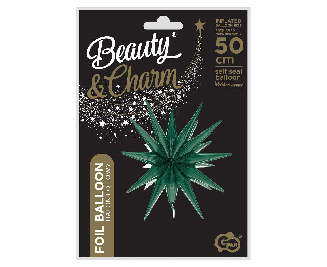 Foil balloon Star 3D bottle-green, 50 x 46 cm