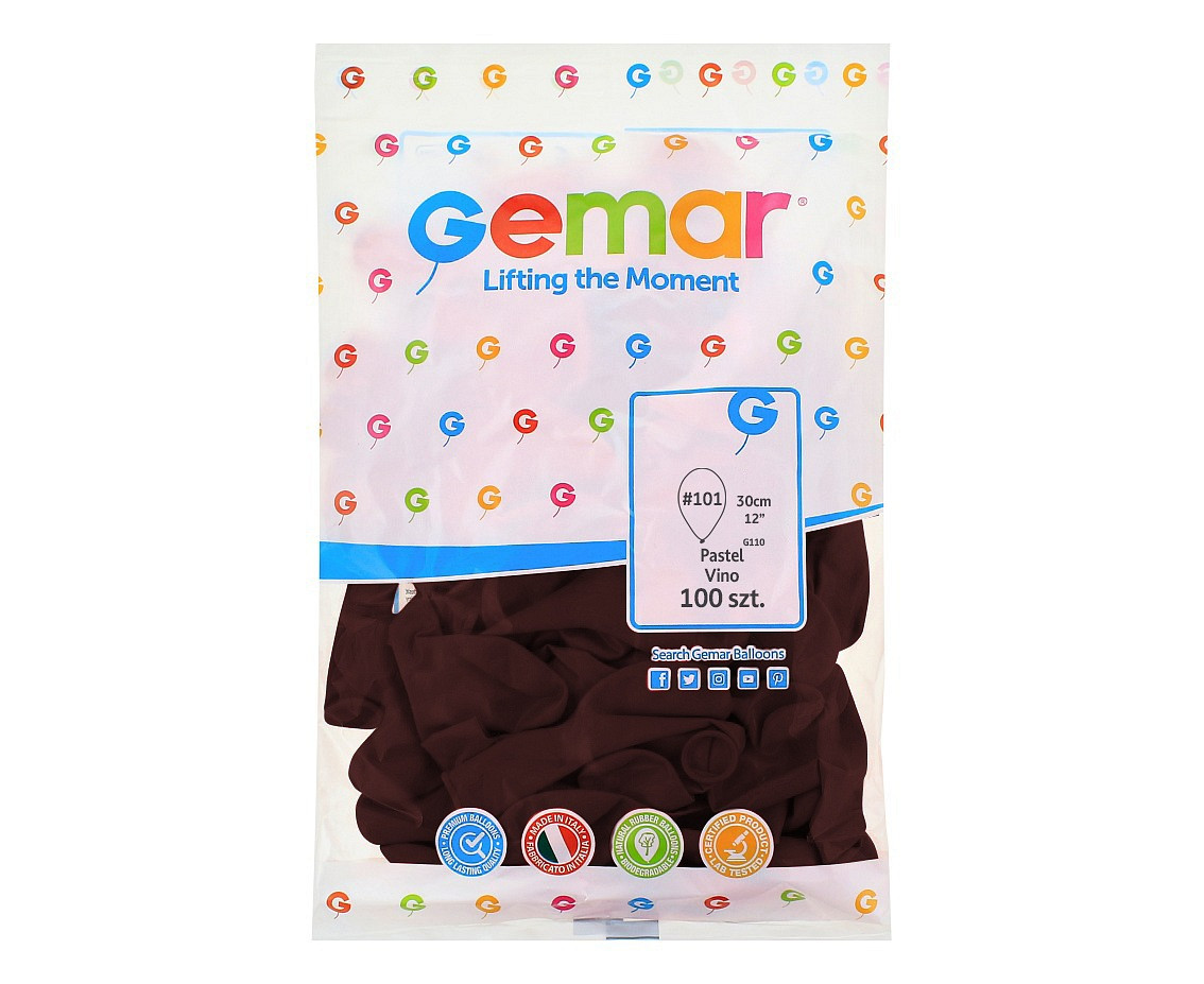 Balloons Gemar 12", pastel vino, 100pcs