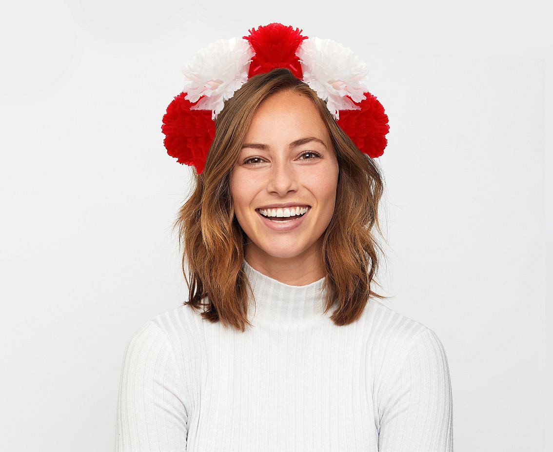 Headband Flowers (white and red)