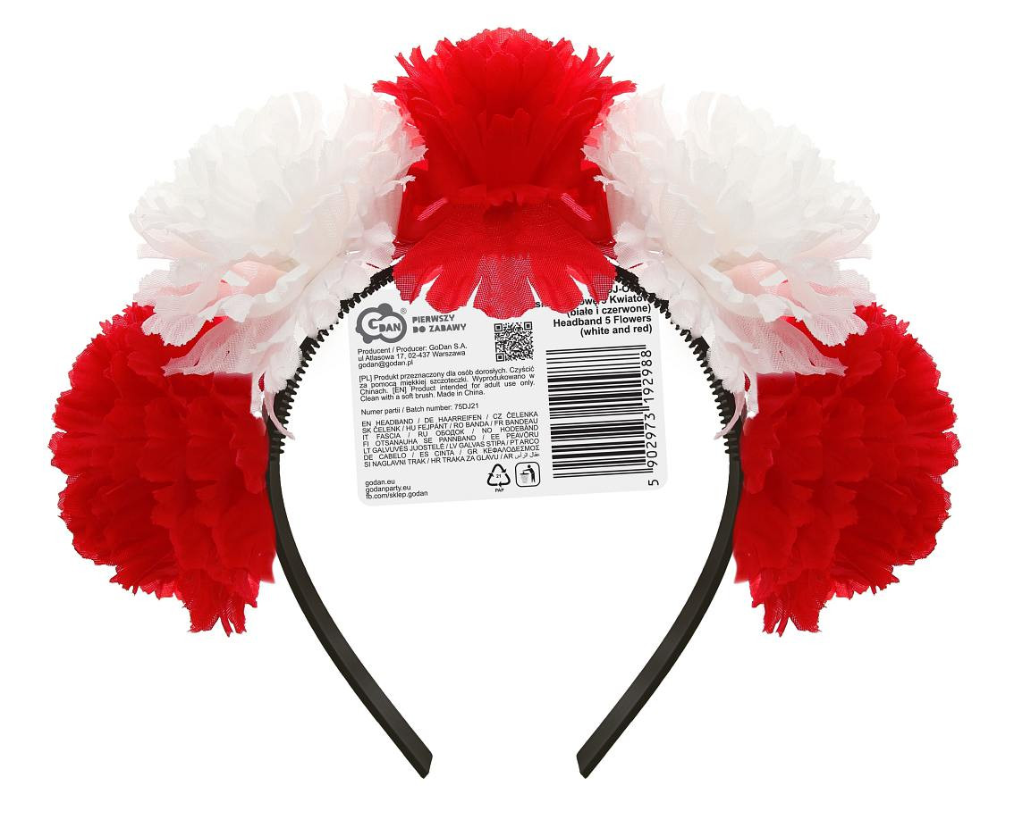 Headband Flowers (white and red)