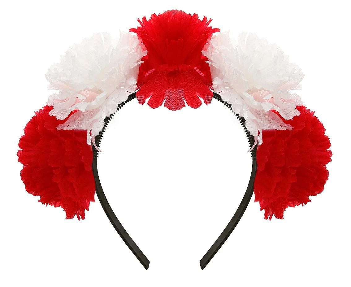 Headband Flowers (white and red)