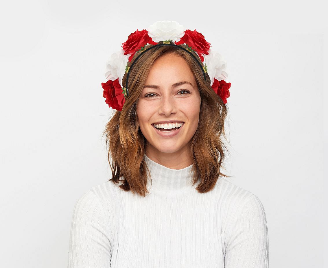 Headband Rose flowers  (white and red)