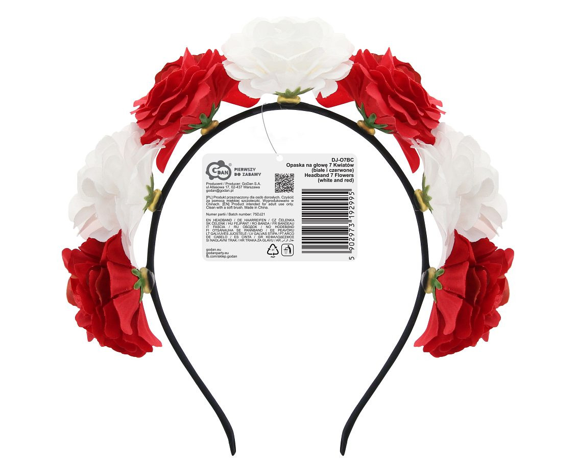 Headband Rose flowers  (white and red)