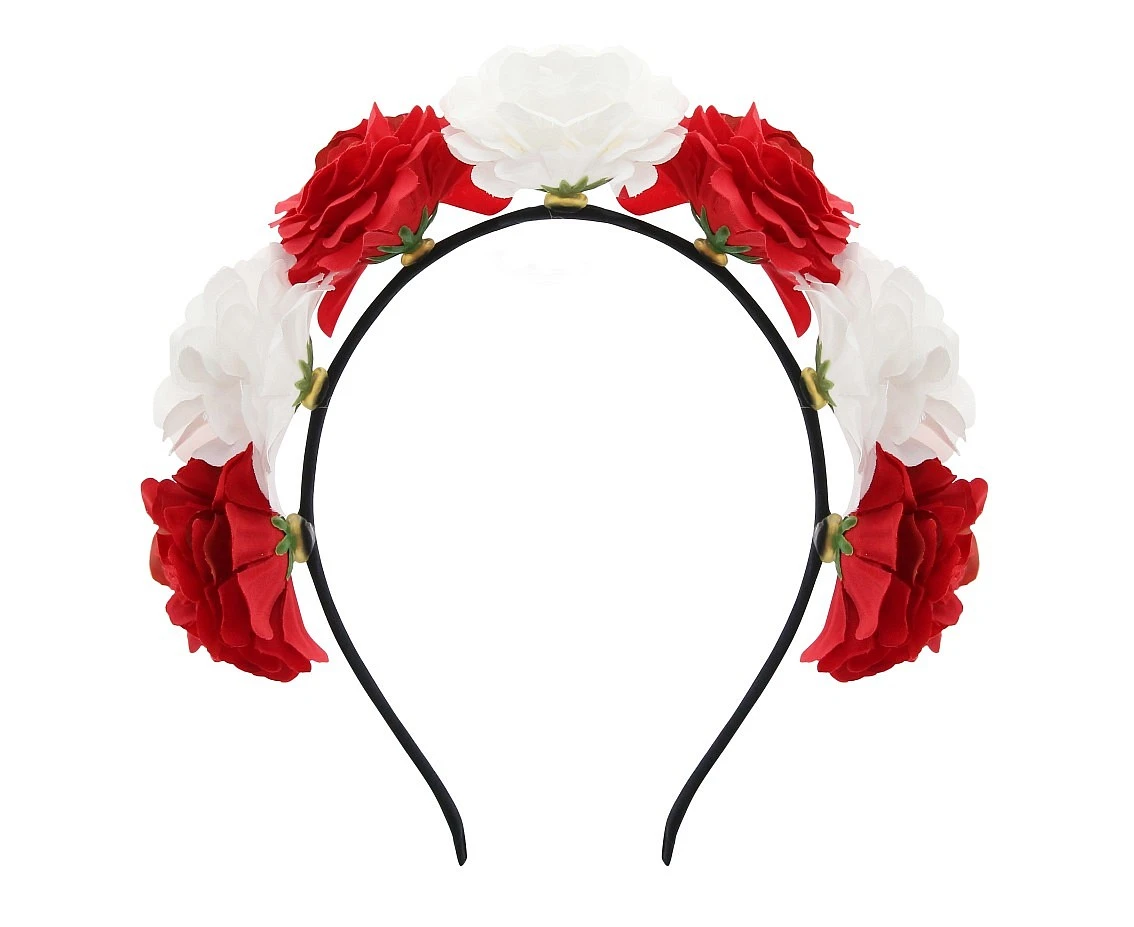 Headband Rose flowers  (white and red)