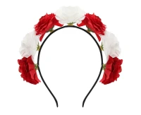 Headband Rose flowers  (white and red)