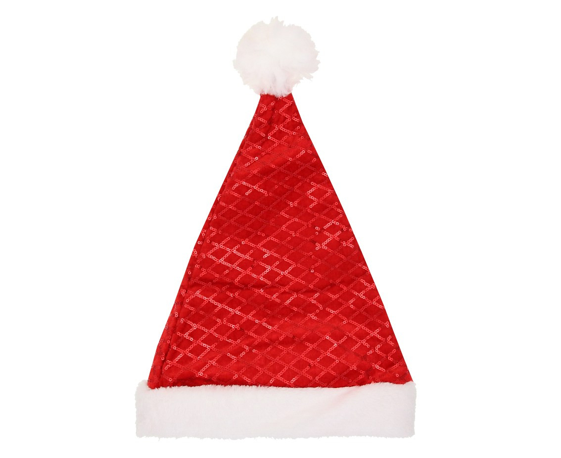 Adult Santa hat with sequins, 30x42 cm