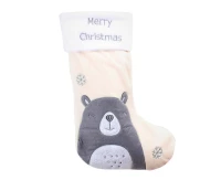 Christmas white sock with bear, 27x42 cm
