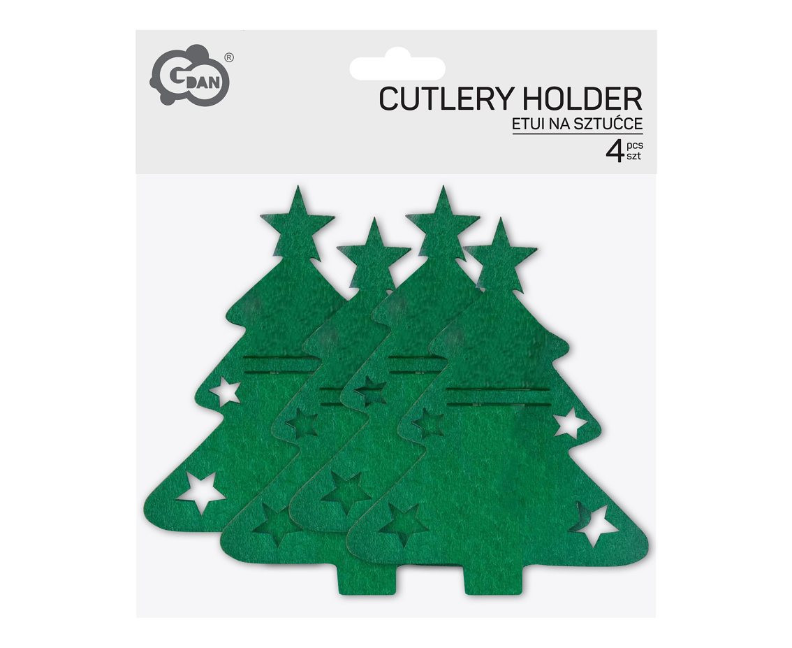Cutlery holder Christmas tree, 16,5x20,5cm, 4pcs