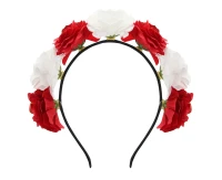 Headband 7 flowers red and white EOL