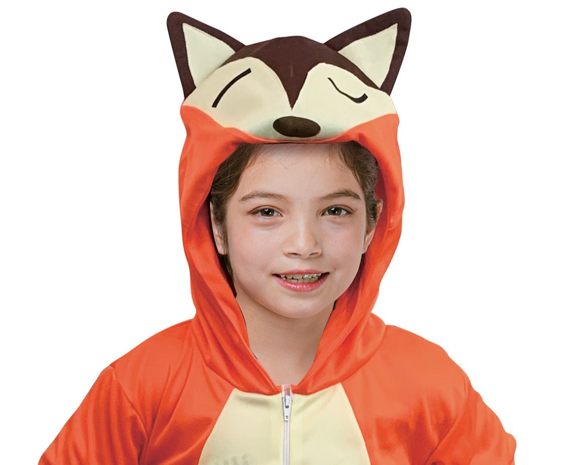 Fox costume for kids ( hooded jumpsuit), size 92/104 cm