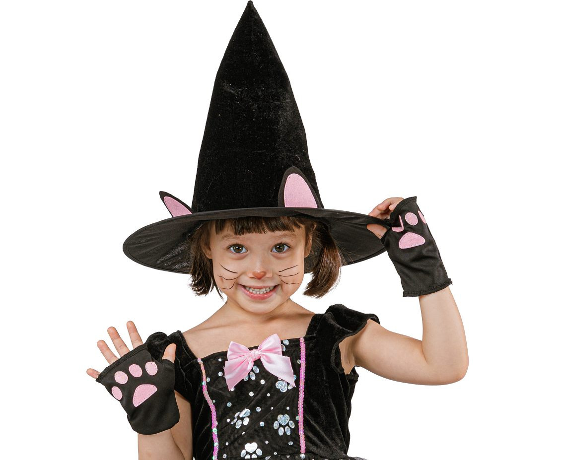 Cat Witch role-play set for kids (hat, dress with tail, gloves), size 92/104 cm