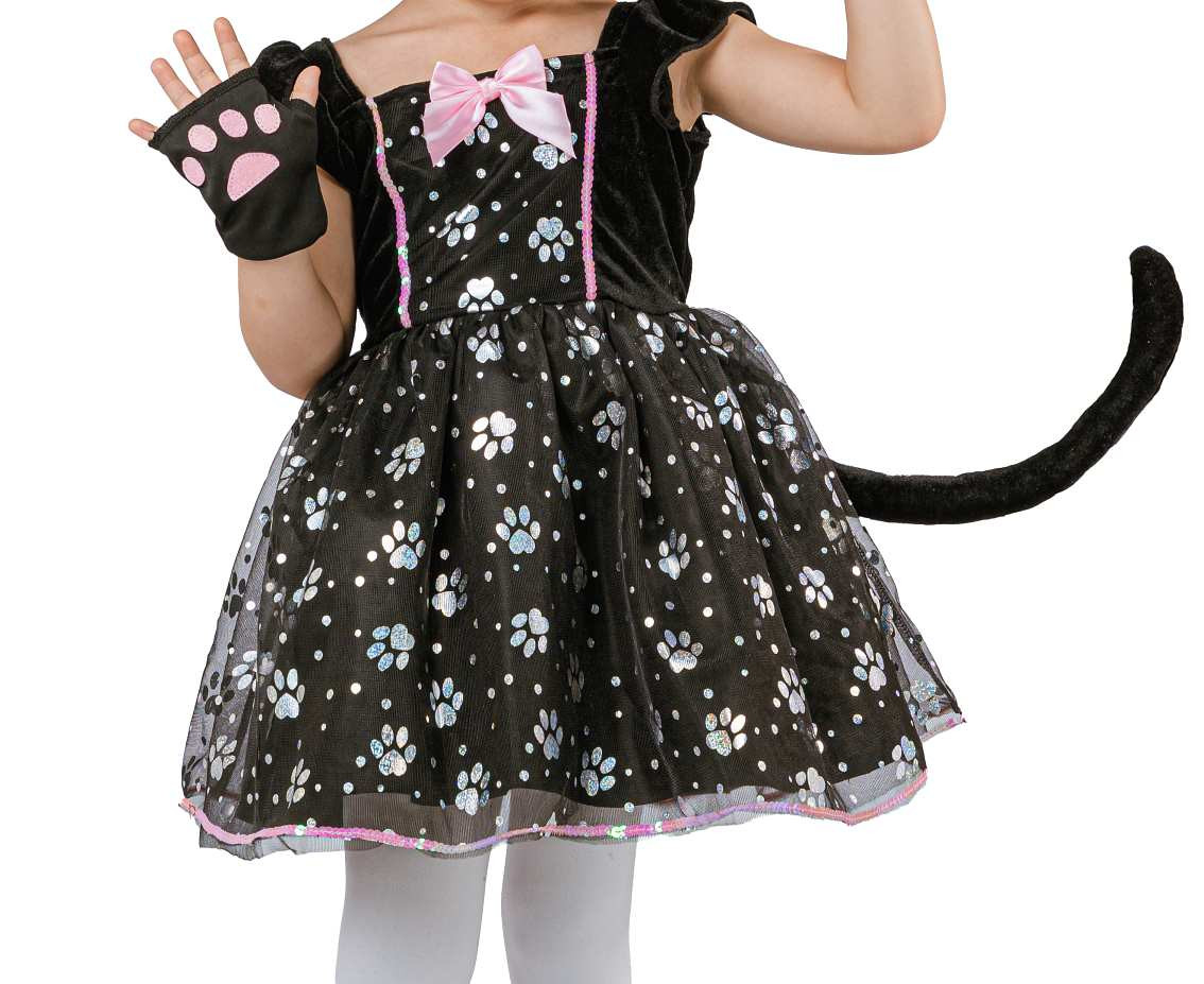 Cat Witch role-play set for kids (hat, dress with tail, gloves), size 92/104 cm
