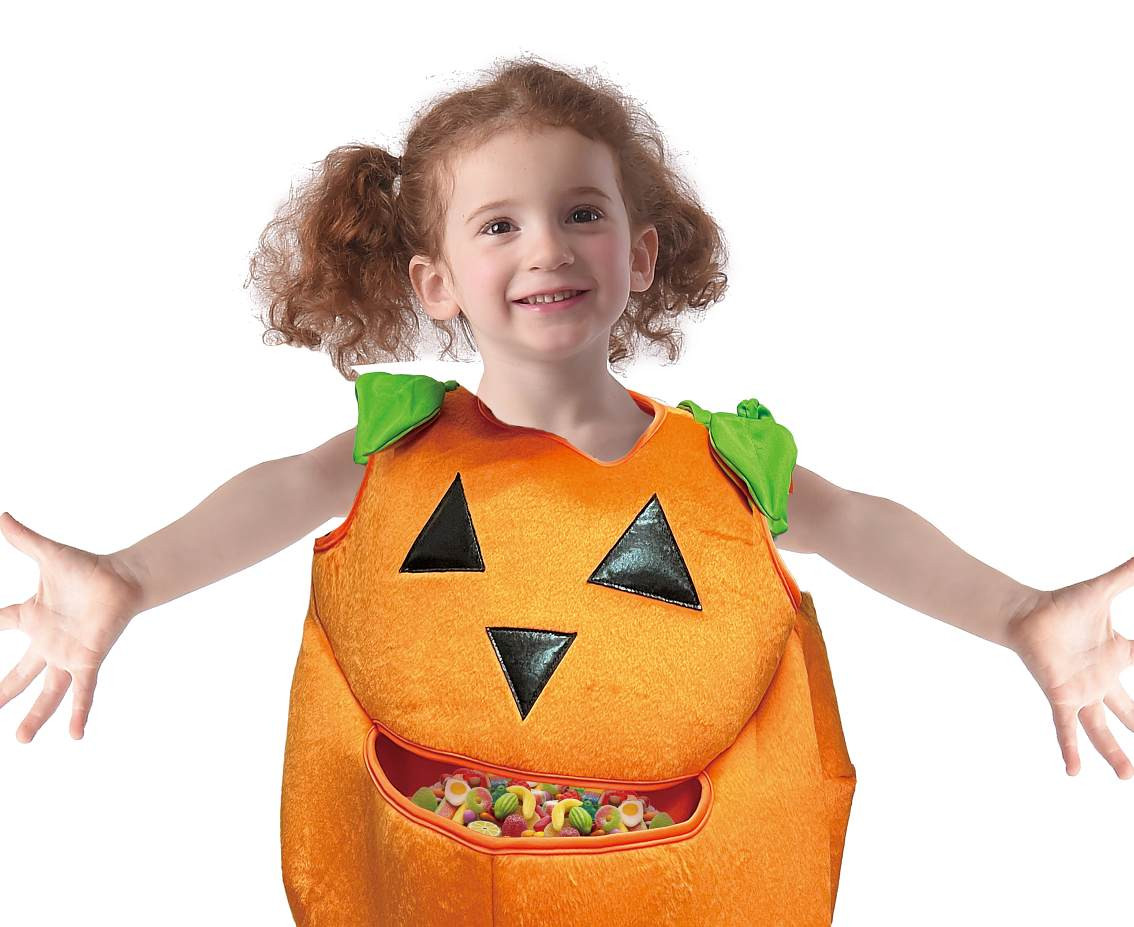 Pumpkin costume for kids (Jumpsuit with candy bag) , size 92/104 cm