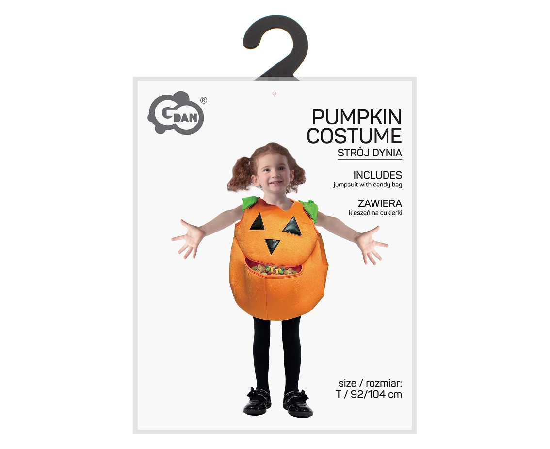 Pumpkin costume for kids (Jumpsuit with candy bag) , size 92/104 cm