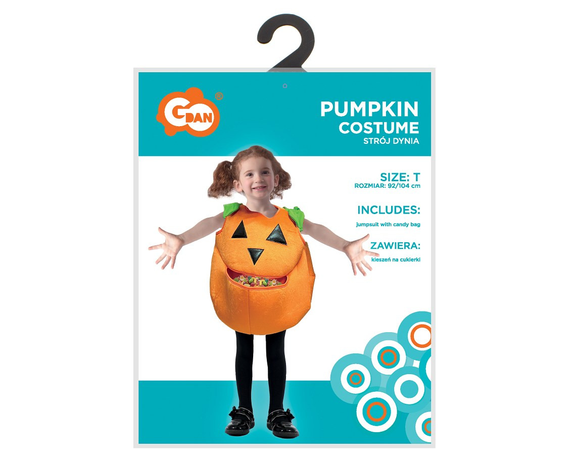 Pumpkin costume for kids (Jumpsuit with candy bag) , size 92/104 cm
