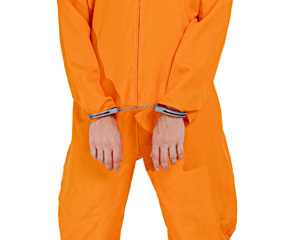 Prisoner costume for adult (Jumpsuit), orange, size M