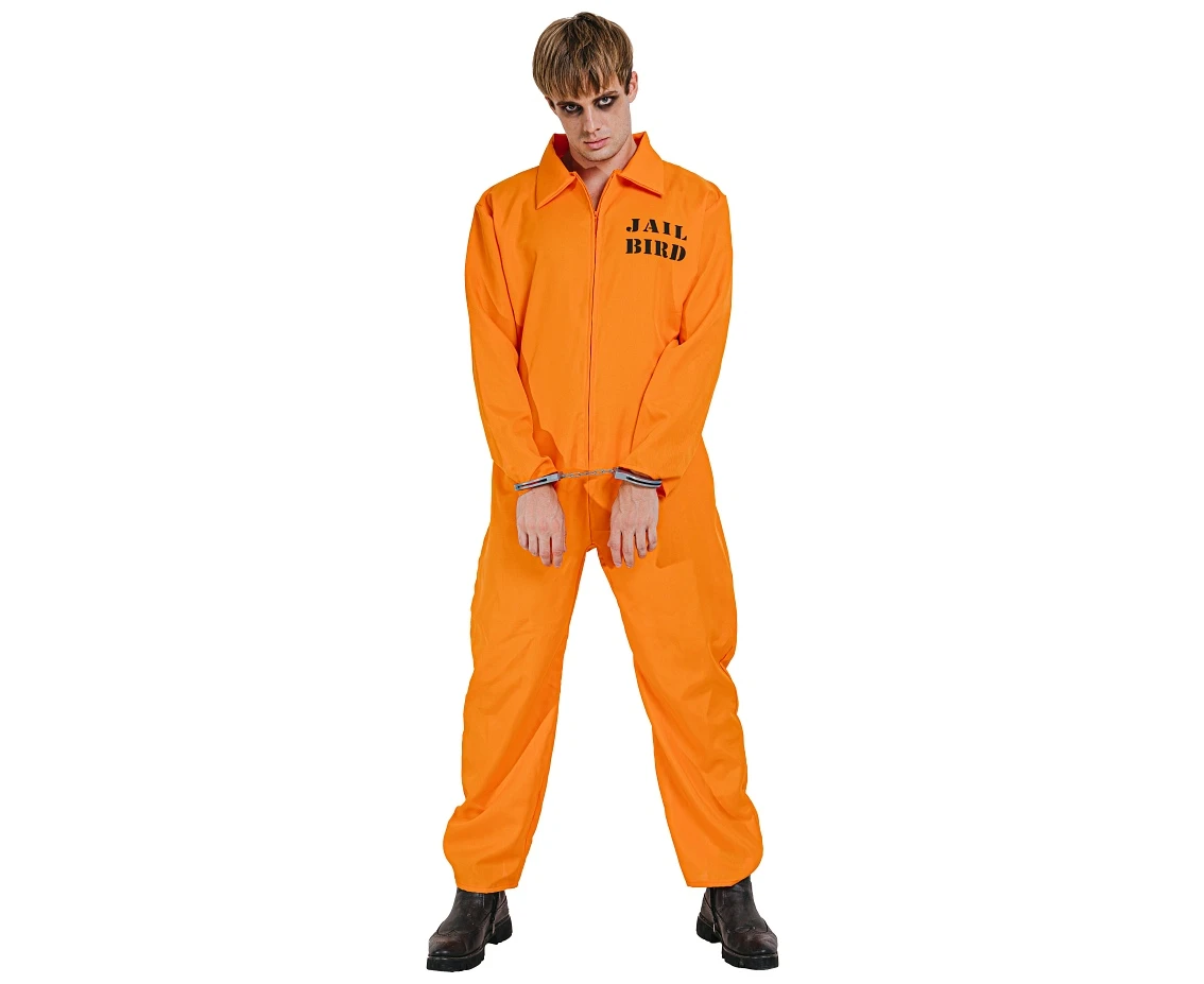 Prisoner costume for adult (Jumpsuit), orange, size M