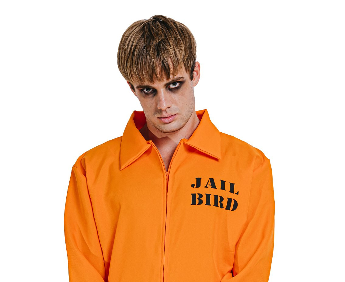 Prisoner costume for adult (Jumpsuit), orange, size L