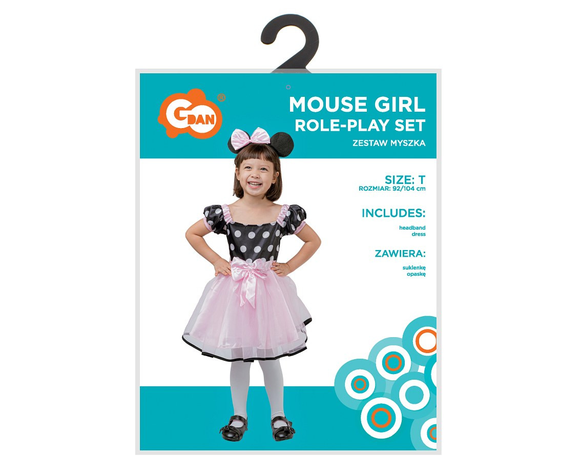 Mouse Girl role-play set for kids (headband, dress), size 92/104 cm