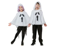 Ghost hooded poncho for kids, one size