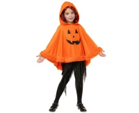 Pumpkin hooded poncho for kids, one size