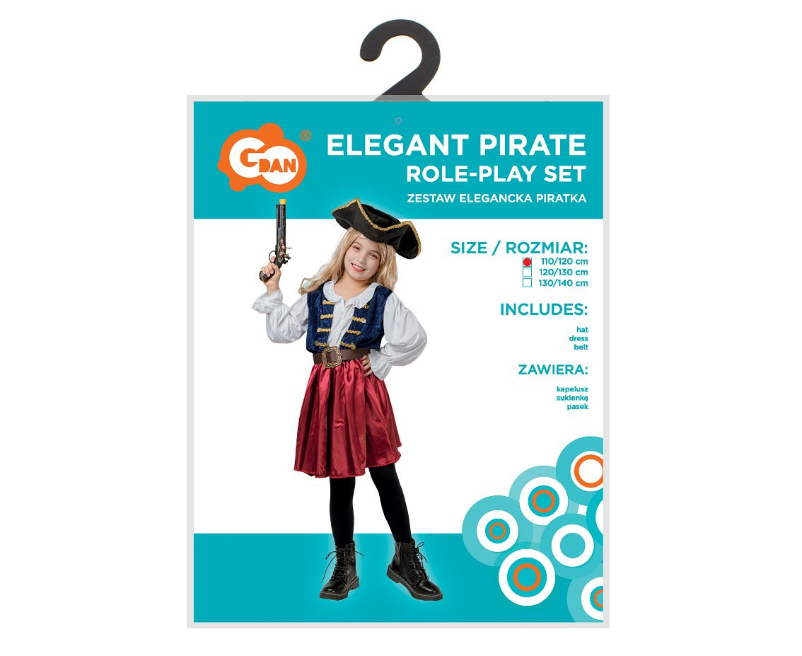 Elegant Pirate role-play set for kids (hat, dress, belt), size 110/120 cm