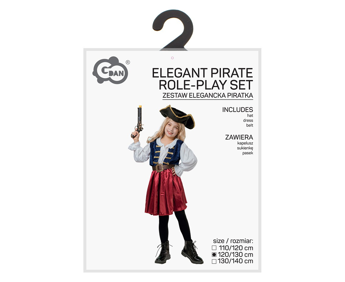 Elegant Pirate role-play set for kids ( hat, dress, belt), size 120/130 cm