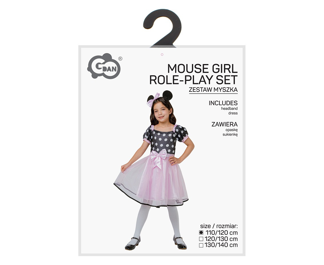 Mouse Girl role-play set for kids (headband, dress ), size 110/120 cm