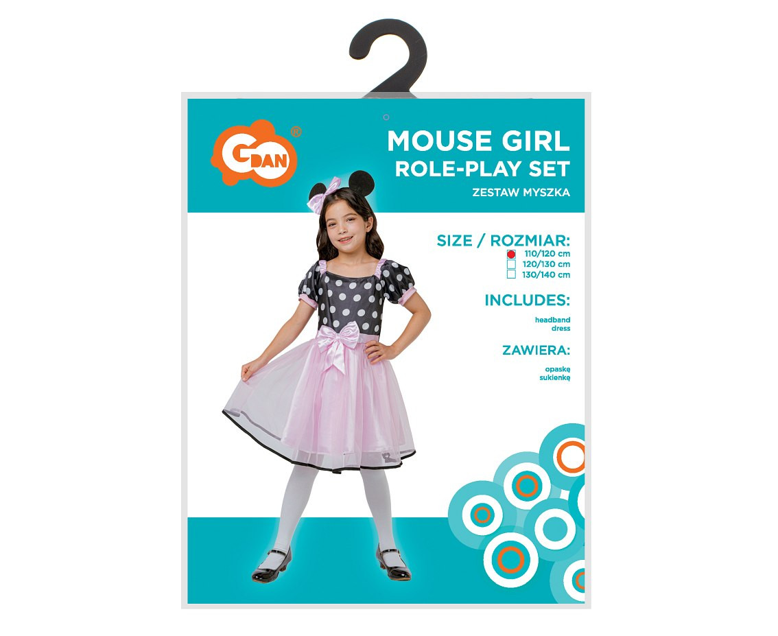 Mouse Girl role-play set for kids (headband, dress ), size 110/120 cm