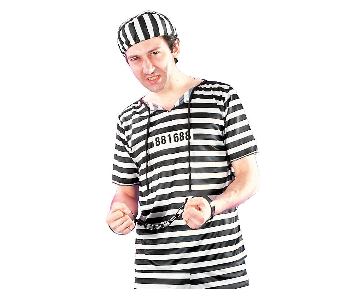 Prisoner man role-play set for adult (shirt,pants,cap), one size