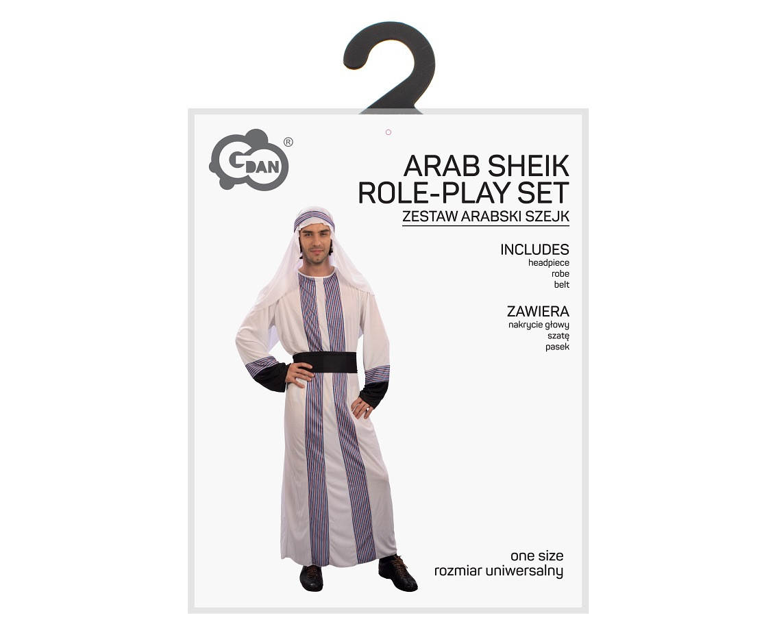 Arab Sheik role-play set for adult (headpiece,robe,belt), one size