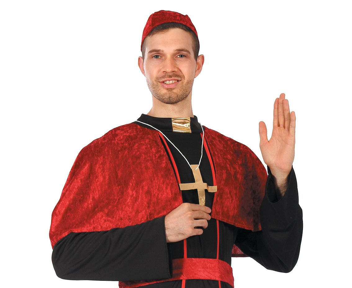 Priest role-play set for adult (robe with cape, hat, belt), one size