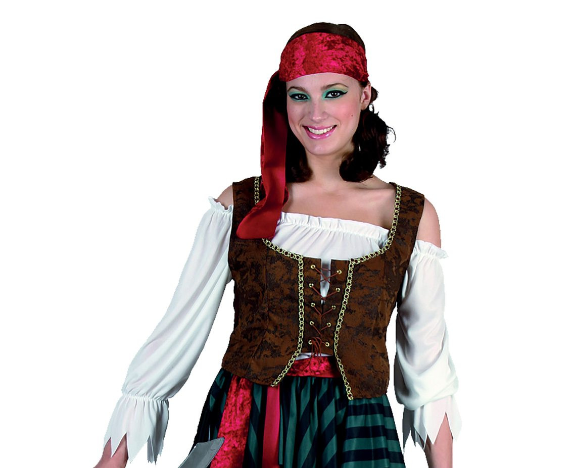 Pirate Woman role-play set for adult (headband, corset, shirt, skirt,belt), one size